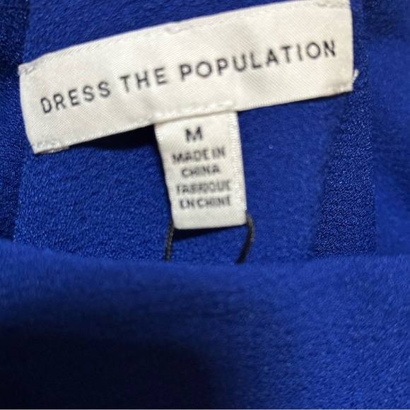 NWT DRESS THE POPULATION Tiffany One-Shoulder Midi Dress Royal Blue M reg $148 - Picture 9 of 10